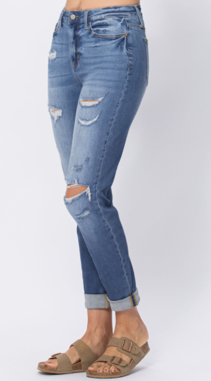 Judy Blue Cuffed Distressed Boyfriend Jeans – Twisted Creek Apparel